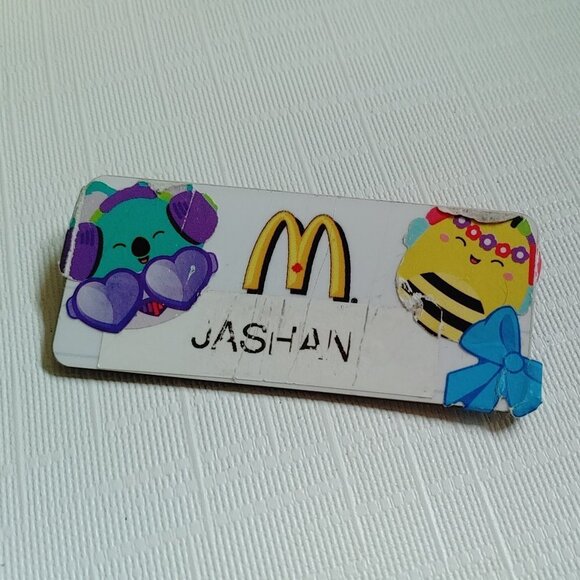 McDonald's Employee Name Tag Badge 2022 Decorated with Stickers - Picture 1 of 3